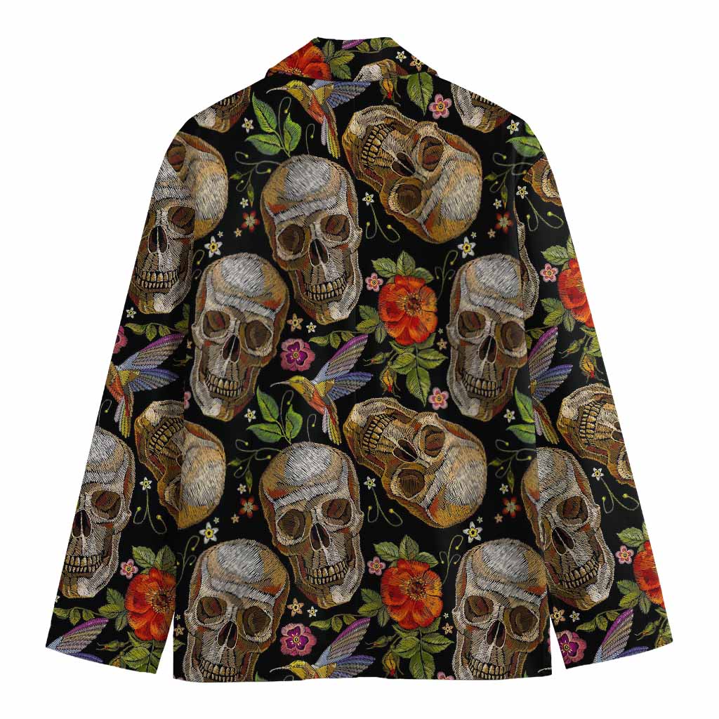 Vintage Skull Pattern Print Men's Cotton Blazer