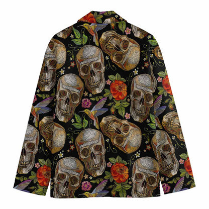 Vintage Skull Pattern Print Men's Cotton Blazer