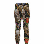 Vintage Skull Pattern Print Men's leggings