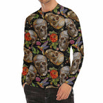 Vintage Skull Pattern Print Men's Long Sleeve Rash Guard