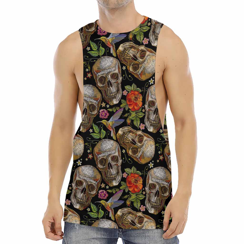 Vintage Skull Pattern Print Men's Muscle Tank Top