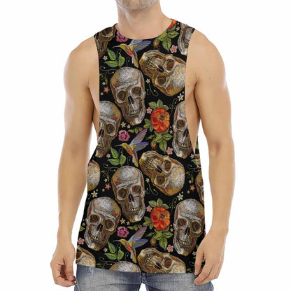 Vintage Skull Pattern Print Men's Muscle Tank Top