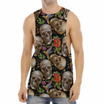 Vintage Skull Pattern Print Men's Muscle Tank Top