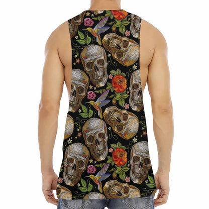 Vintage Skull Pattern Print Men's Muscle Tank Top