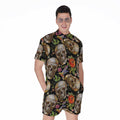 Vintage Skull Pattern Print Men's Romper