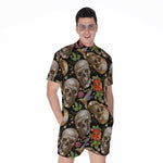 Vintage Skull Pattern Print Men's Rompers