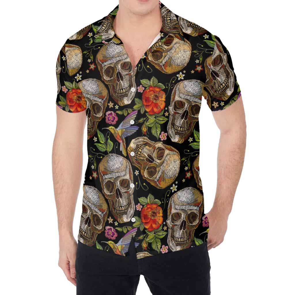 Vintage Skull Pattern Print Men's Shirt