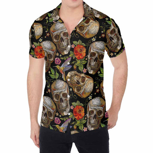 Vintage Skull Pattern Print Men's Shirt
