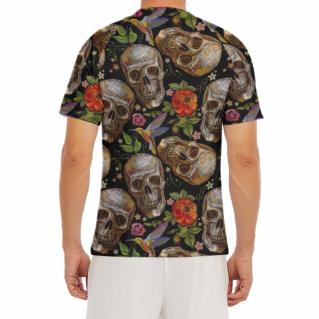 Vintage Skull Pattern Print Men's Short Sleeve Rash Guard