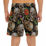 Vintage Skull Pattern Print Men's Split Running Shorts