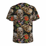 Vintage Skull Pattern Print Men's Sports T-Shirt