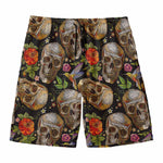 Vintage Skull Pattern Print Men's Swim Trunks