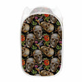 Vintage Skull Pattern Print Mesh Laundry Hamper