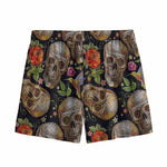 Vintage Skull Pattern Print Mesh Shorts