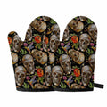 Vintage Skull Pattern Print Oven Mitts