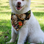 Vintage Skull Pattern Print Over The Collar Dog Bandana