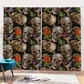 Vintage Skull Pattern Print Pencil Pleat Curtains