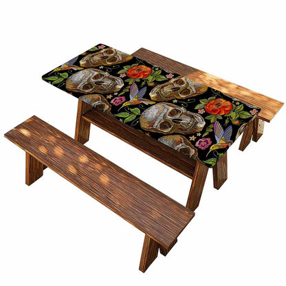 Vintage Skull Pattern Print Picnic Table Cover