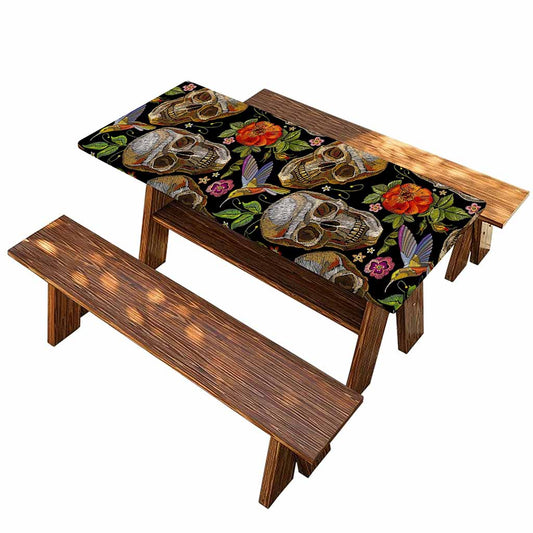 Vintage Skull Pattern Print Picnic Table Cover