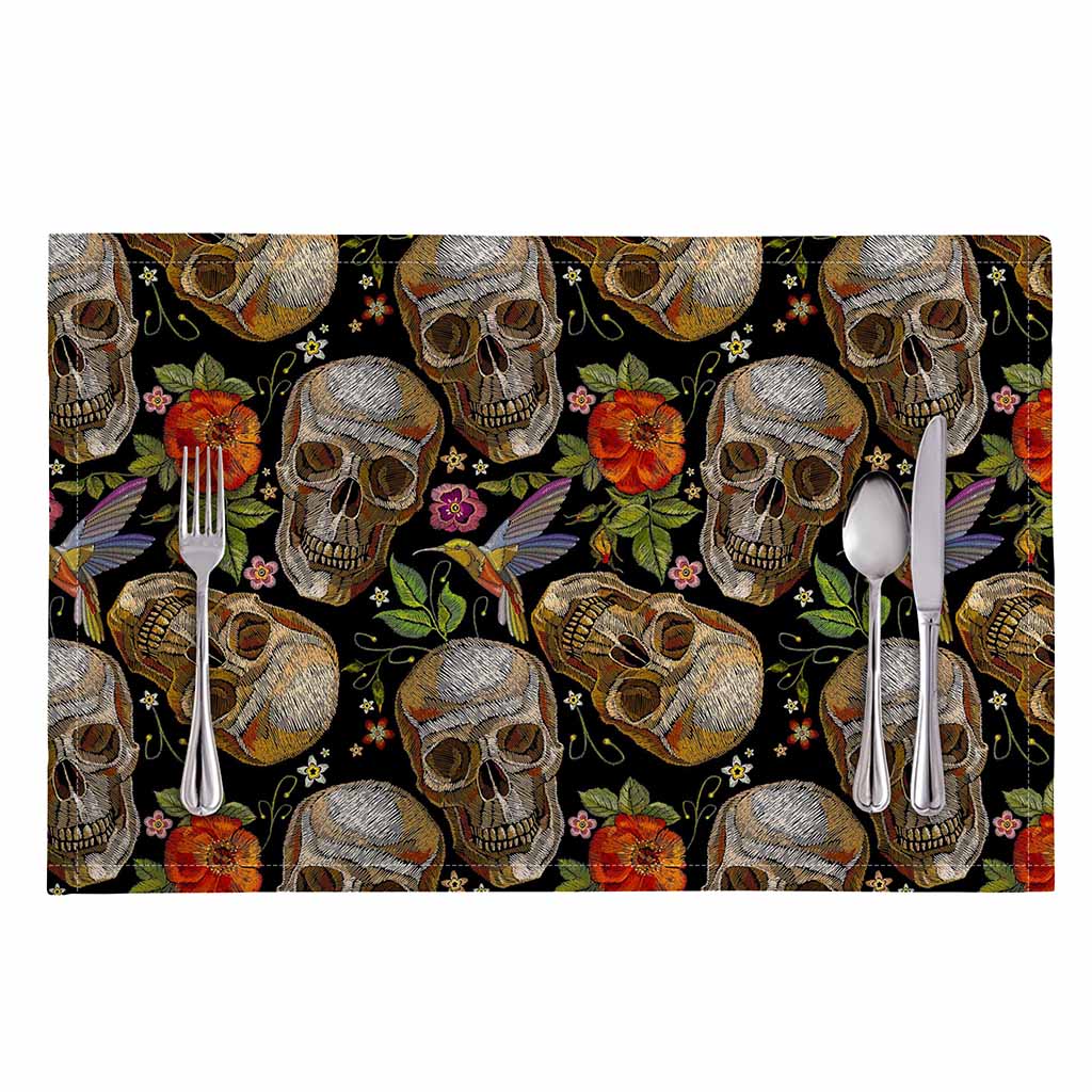 Vintage Skull Pattern Print Placemat