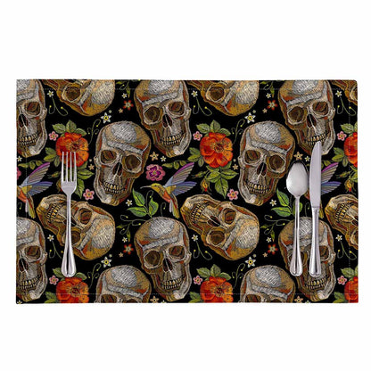 Vintage Skull Pattern Print Placemat