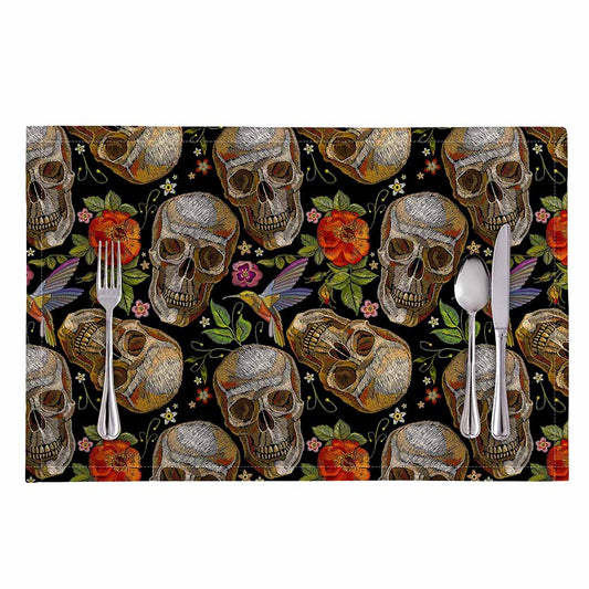 Vintage Skull Pattern Print Placemat