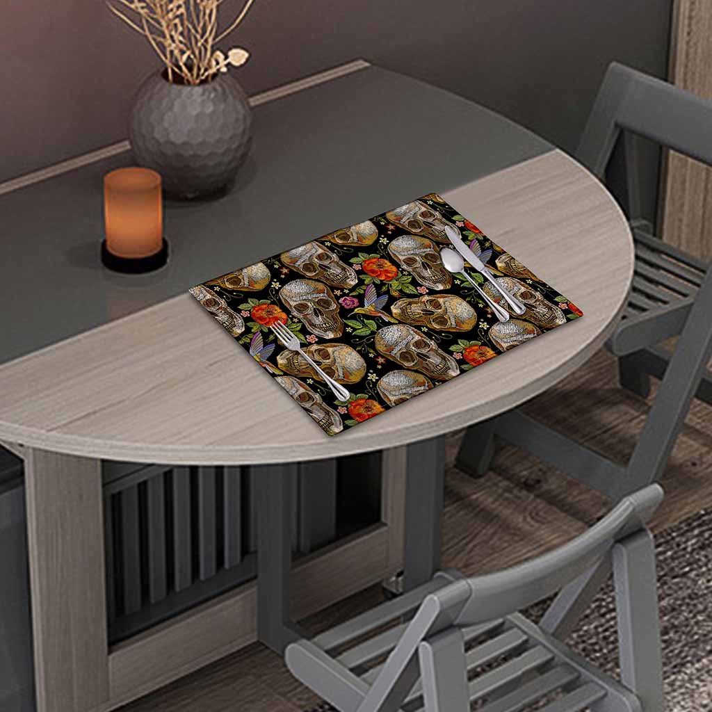 Vintage Skull Pattern Print Placemat
