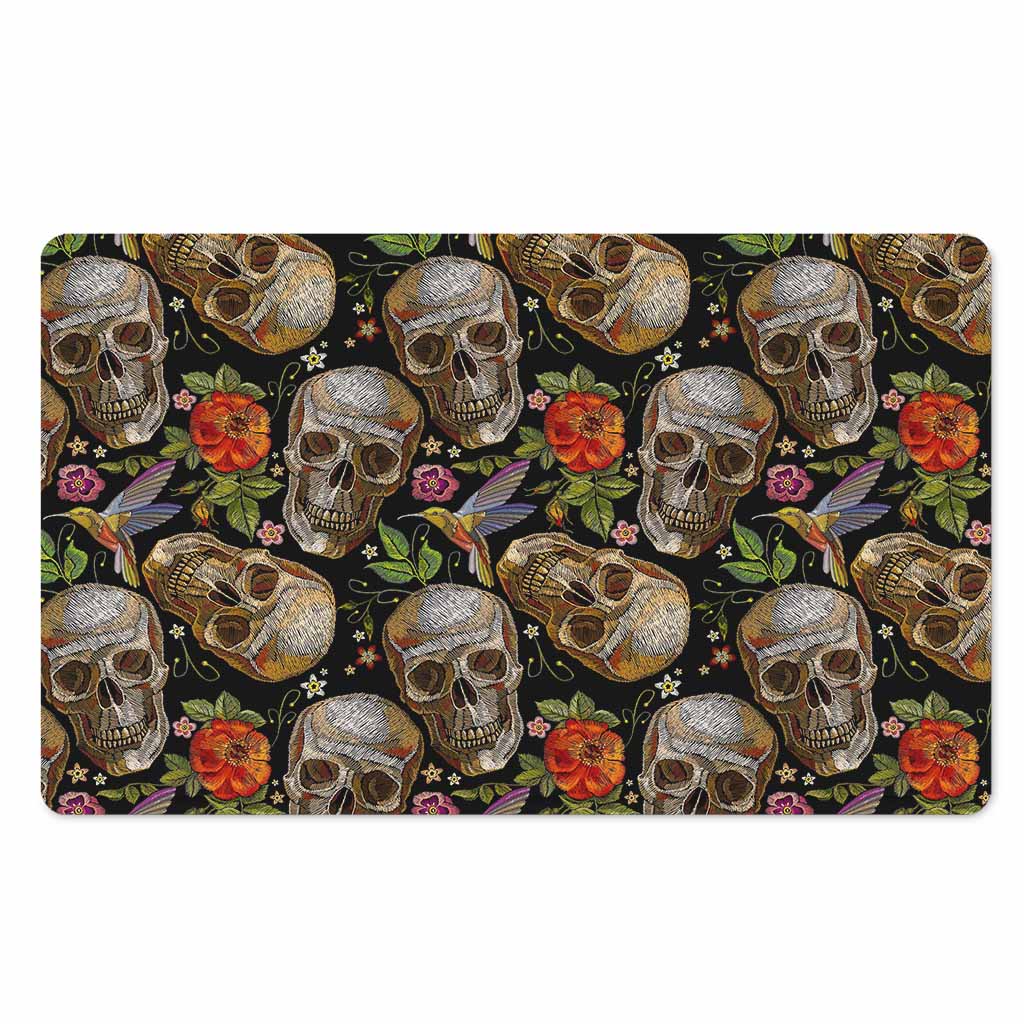 Vintage Skull Pattern Print Polyester Doormat