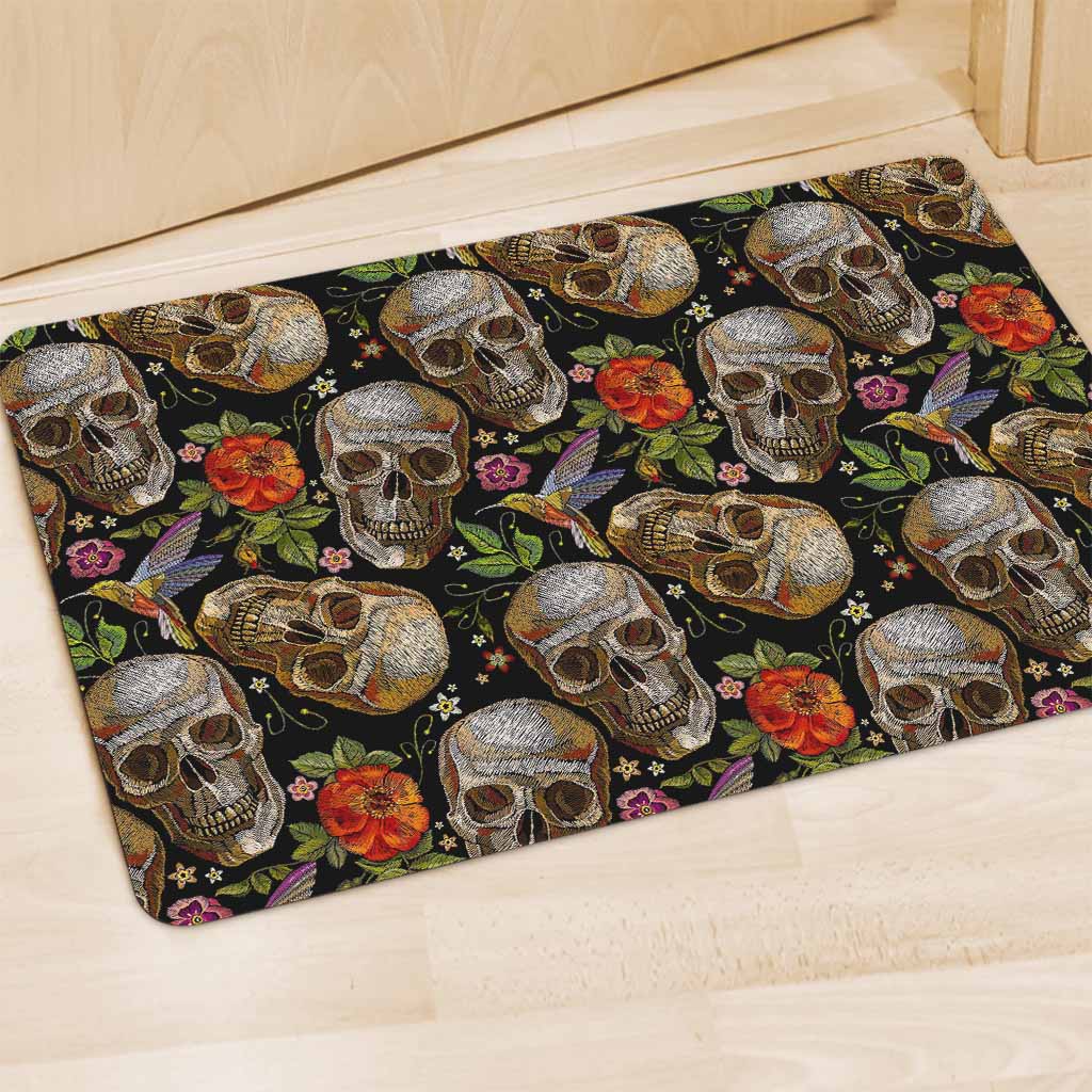 Vintage Skull Pattern Print Polyester Doormat