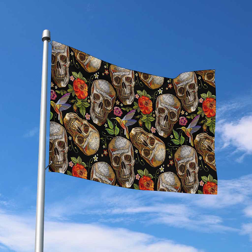 Vintage Skull Pattern Print Polyester Flag