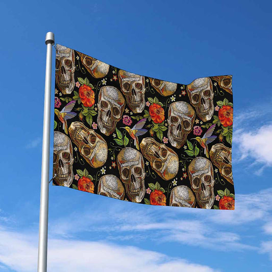 Vintage Skull Pattern Print Polyester Flag