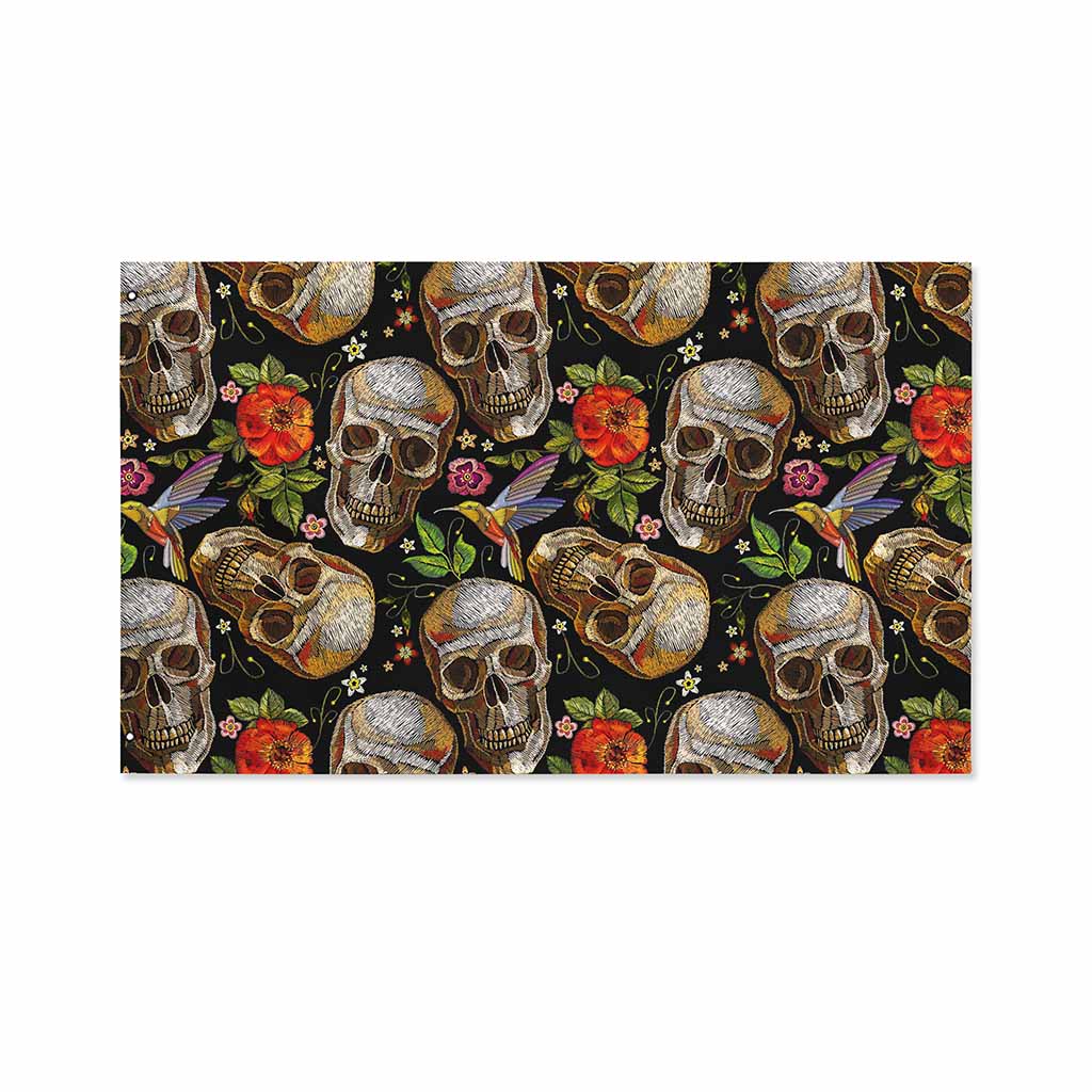 Vintage Skull Pattern Print Polyester Flag