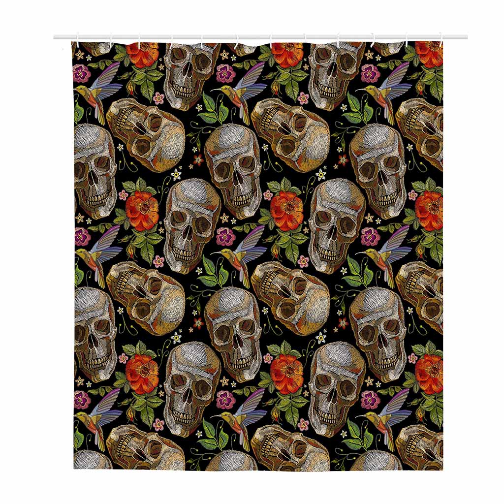 Vintage Skull Pattern Print Polyester Shower Curtain