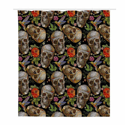 Vintage Skull Pattern Print Polyester Shower Curtain
