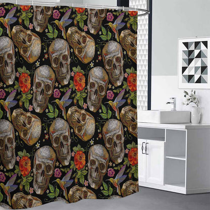 Vintage Skull Pattern Print Premium Shower Curtain