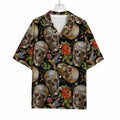 Vintage Skull Pattern Print Rayon Hawaiian Shirt