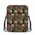 Vintage Skull Pattern Print Rectangular Crossbody Bag