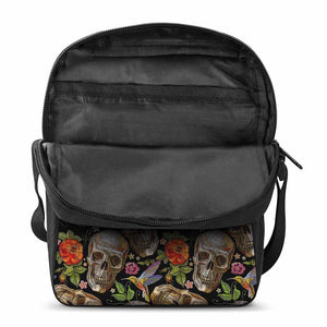 Vintage Skull Pattern Print Rectangular Crossbody Bag