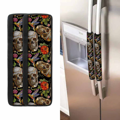 Vintage Skull Pattern Print Refrigerator Handle Covers