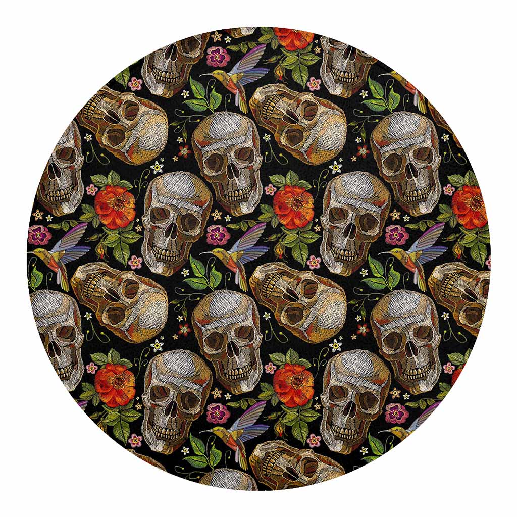 Vintage Skull Pattern Print Round Blanket