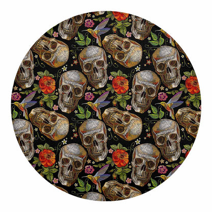 Vintage Skull Pattern Print Round Blanket