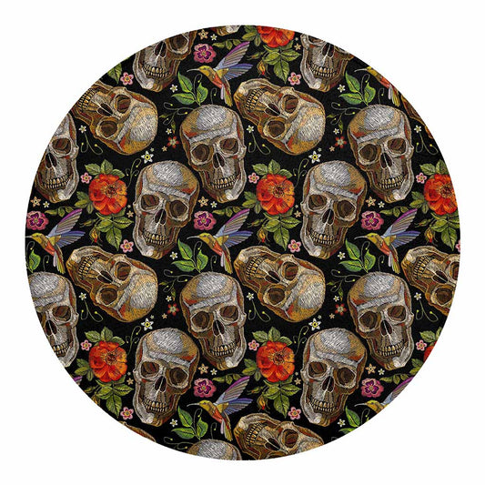 Vintage Skull Pattern Print Round Blanket