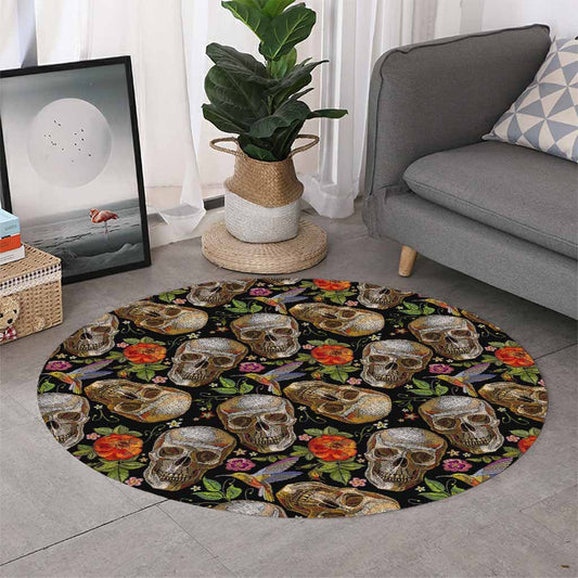 Vintage Skull Pattern Print Round Rug