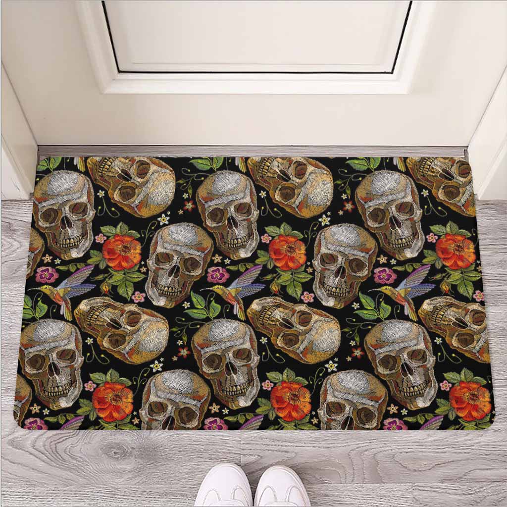 Vintage Skull Pattern Print Rubber Doormat