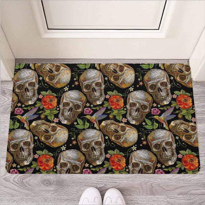 Vintage Skull Pattern Print Rubber Doormat