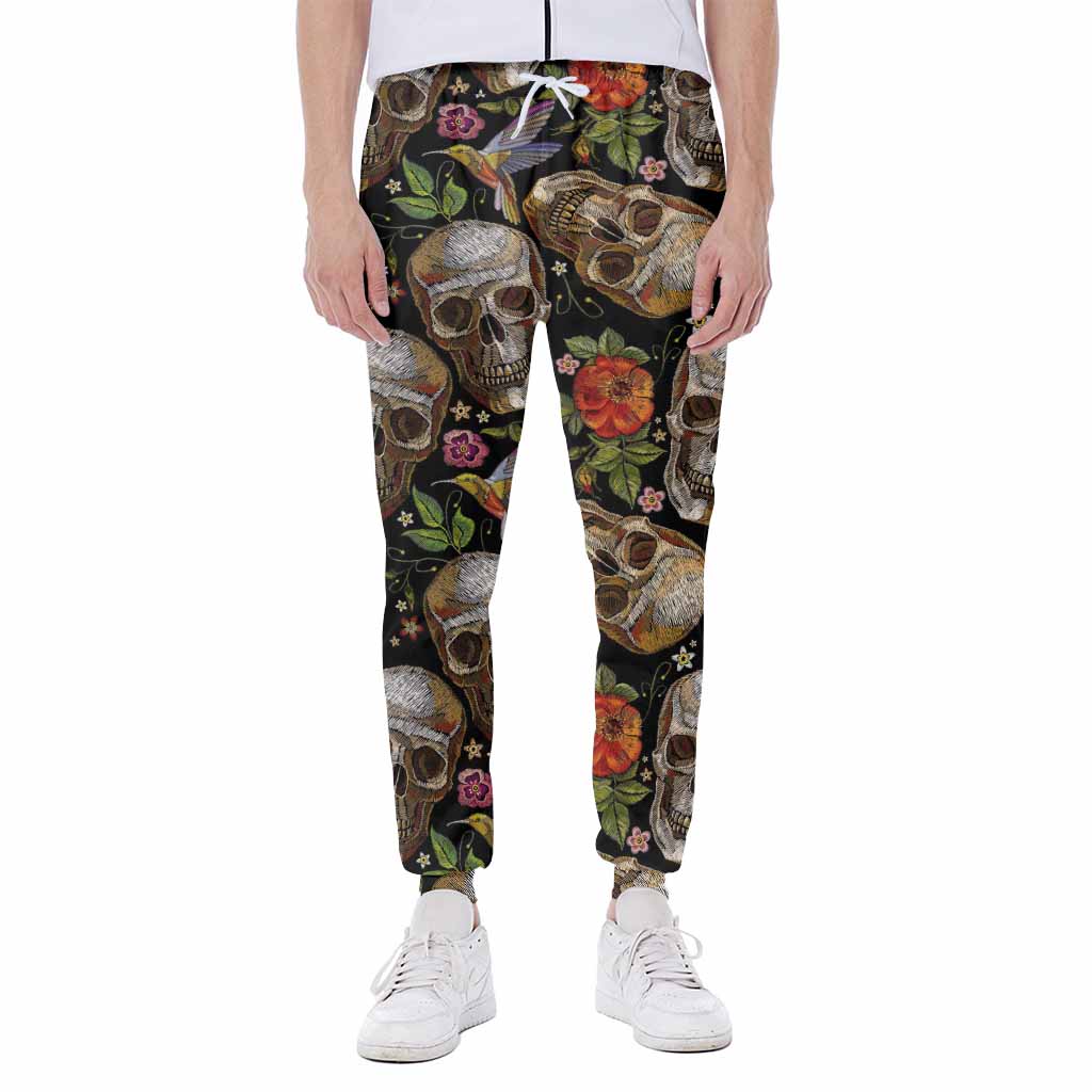 Vintage Skull Pattern Print Scuba Joggers