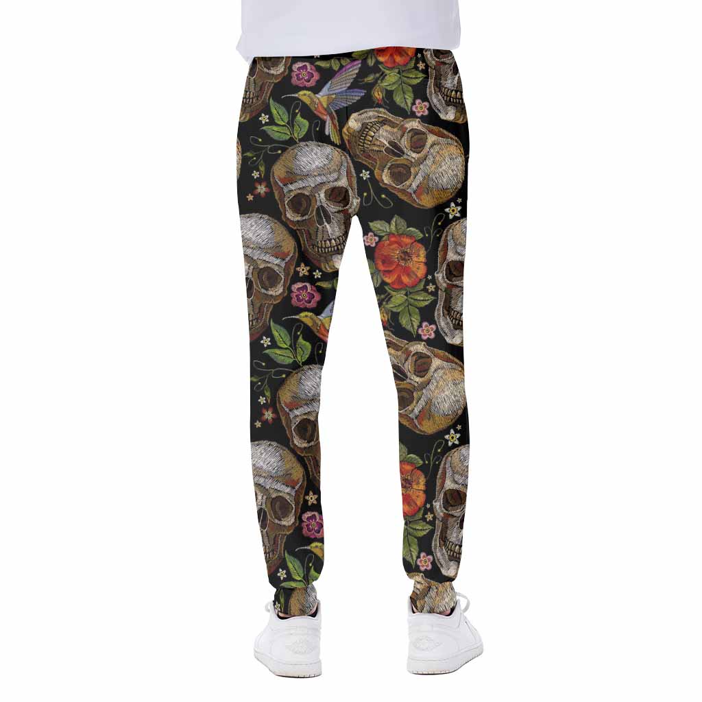 Vintage Skull Pattern Print Scuba Joggers