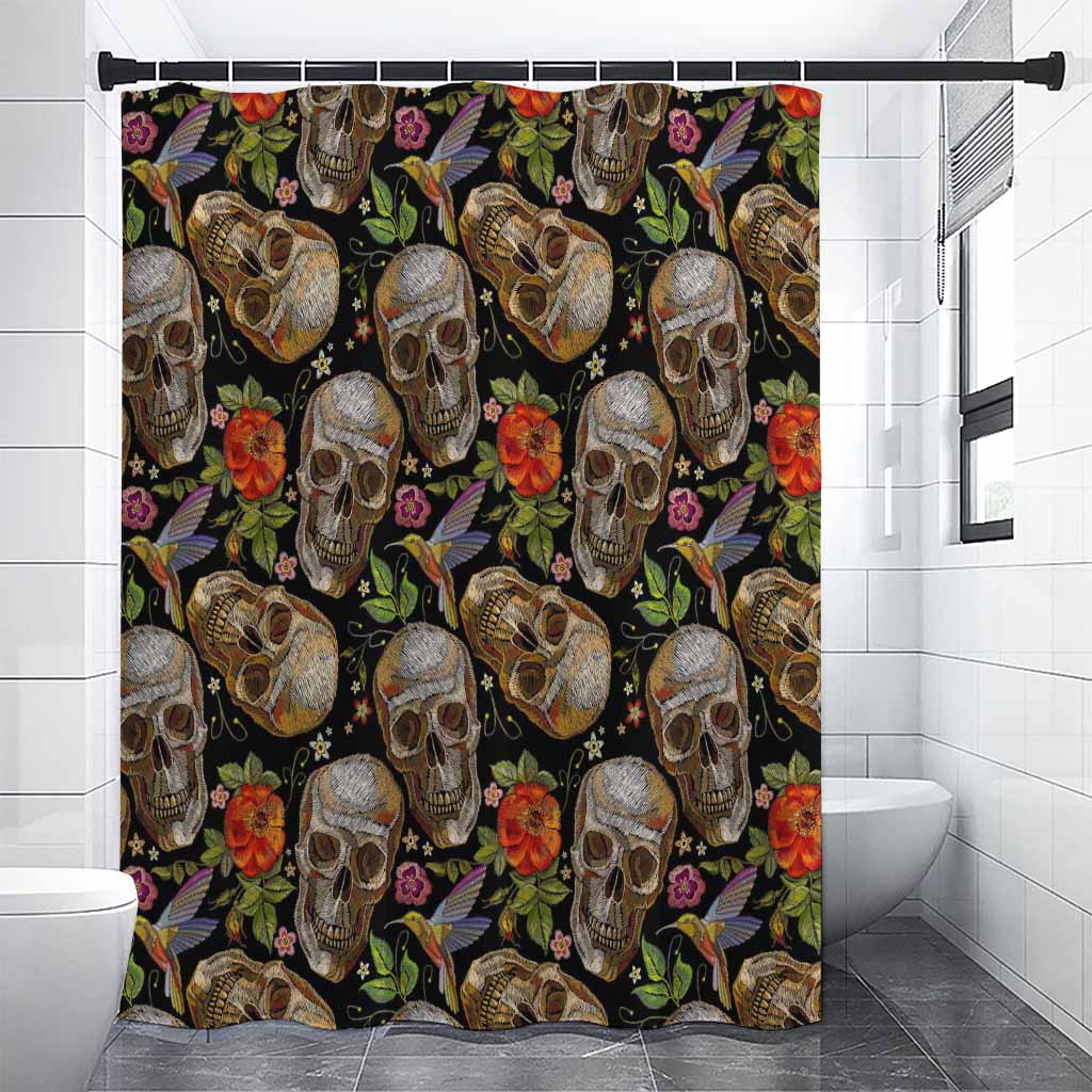 Vintage Skull Pattern Print Shower Curtain