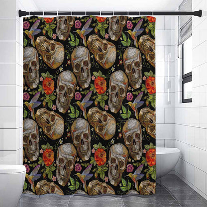 Vintage Skull Pattern Print Shower Curtain