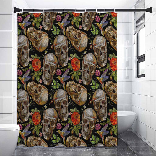 Vintage Skull Pattern Print Shower Curtain